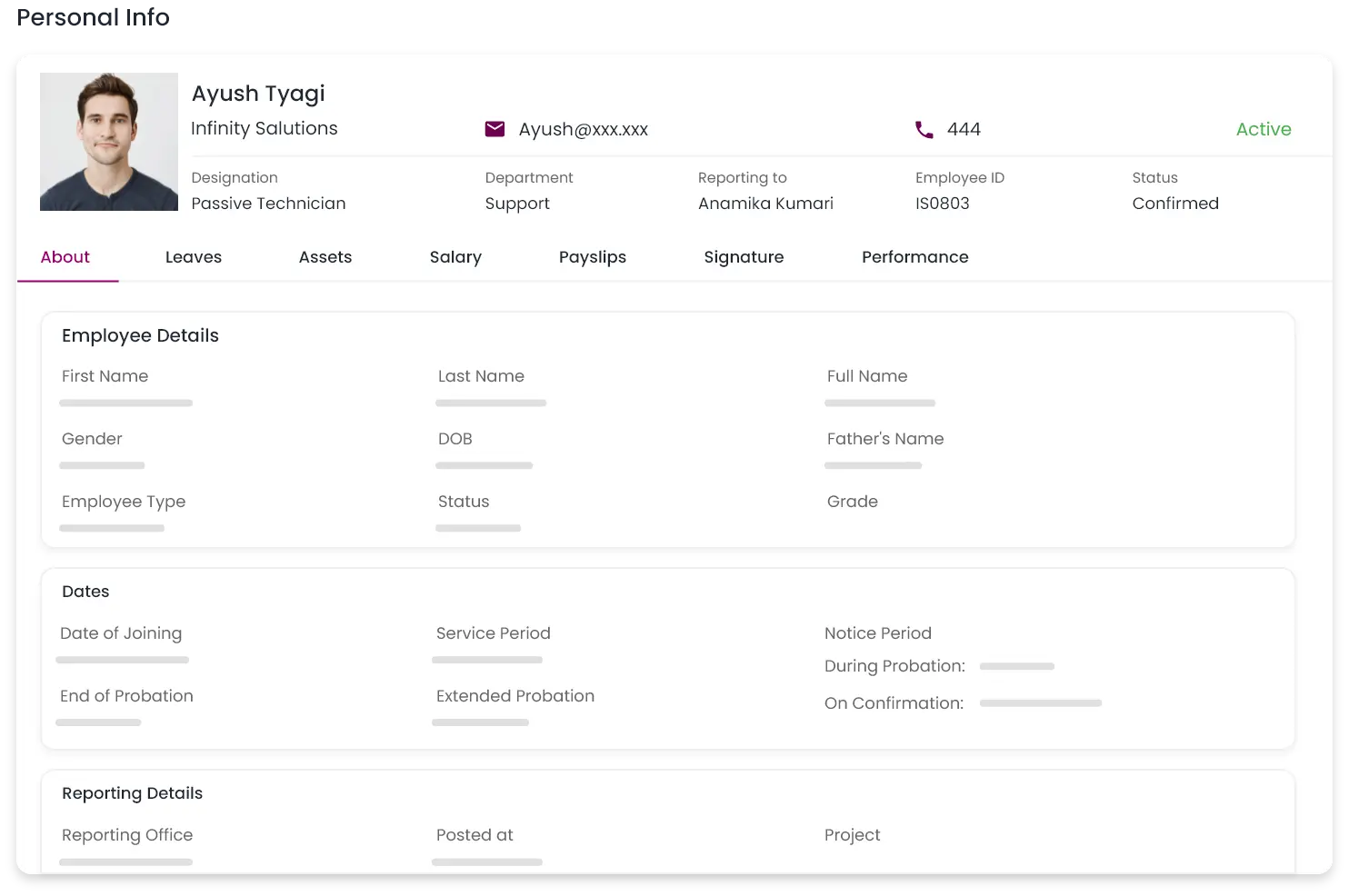 With hrms self service, employees can easily view and edit their Profile