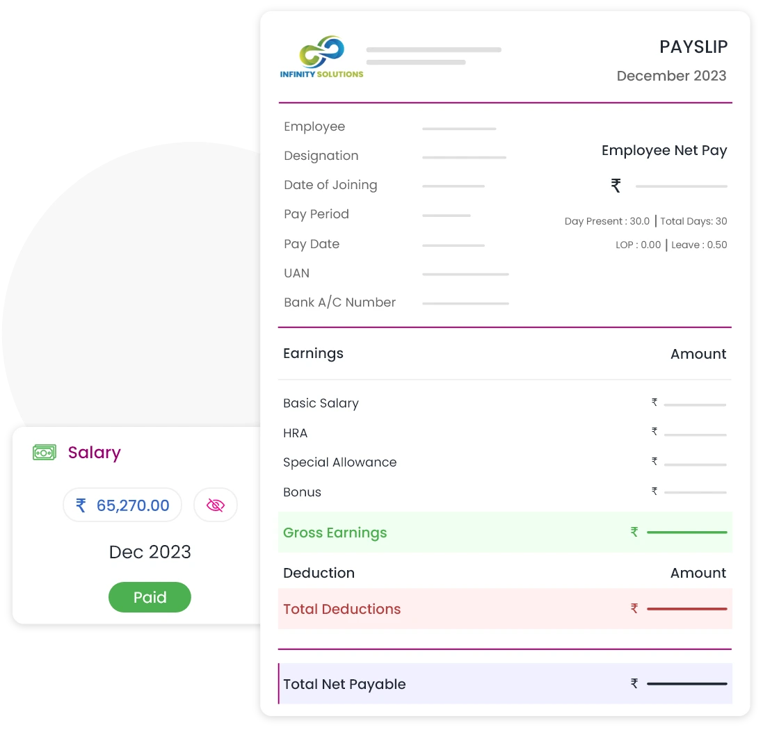 Access payslips, salary breakdowns, and tax details securely with QkrHR ESS payroll portal